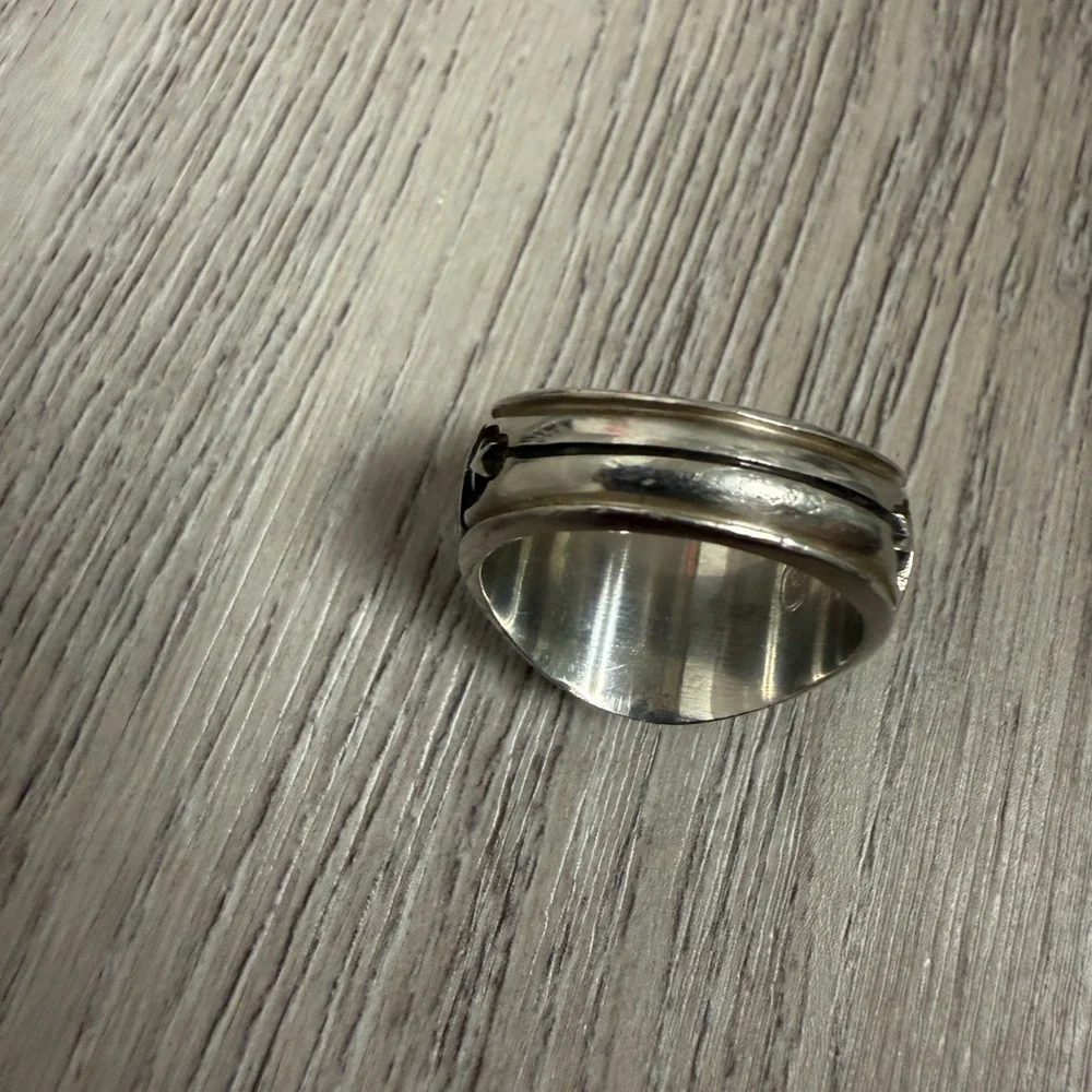 Silver Tone Ring with Purple Gemstone‎